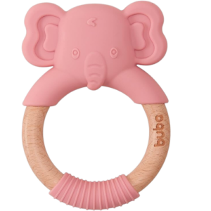 Mordedor elefante em silicone rosa