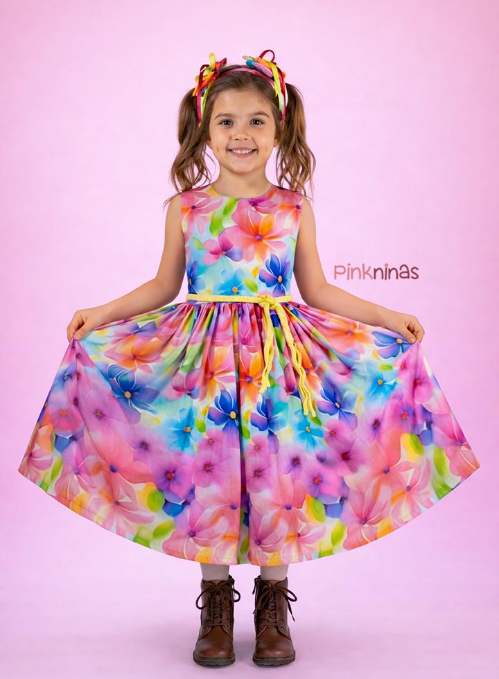 Vestido Infantil de Festa Junina Luxo Floral 2 em 1 - Algodão - Imagem 2