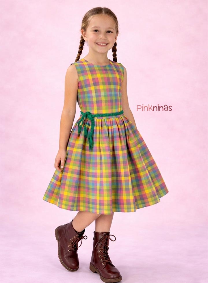 Vestido Infantil de Festa Junina Luxo Xadrez Candy 2 em 1 - Algodão - Imagem 2